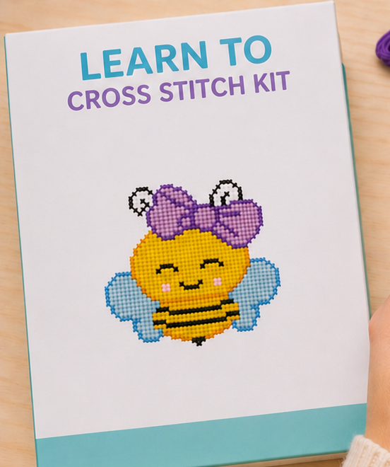 Bumble Bee Learn to Cross Stitch Kit – Stamped Kit