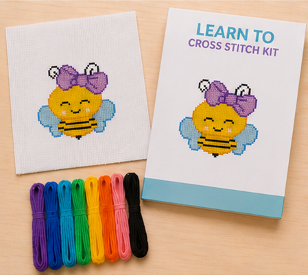 Bumble Bee Learn to Cross Stitch Kit – Stamped Kit