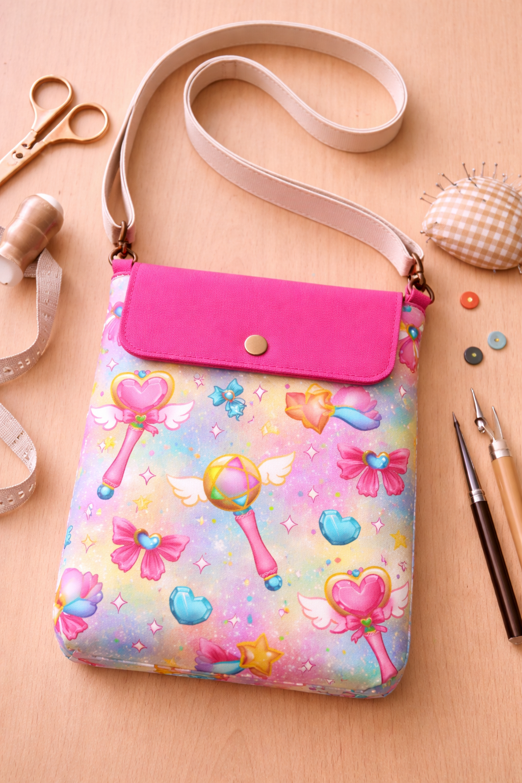Cross Body Pre-Cut kit moon princess fabric print