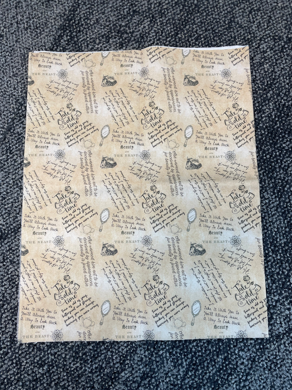 Quotes from Beauty and The Beast Printed Fabric