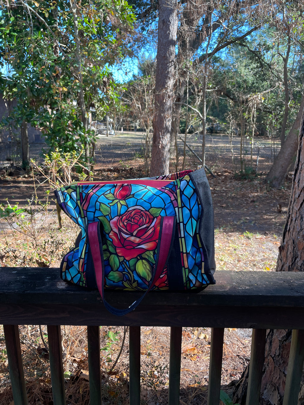 Stained Glass Mr. Heckles Large Tote Bag
