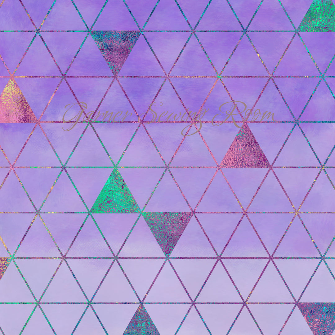 Purple Geometric Triangle Printed Fabric