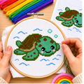 Sea Turtle Learn to Cross Stitch Kit – Stamped Kit