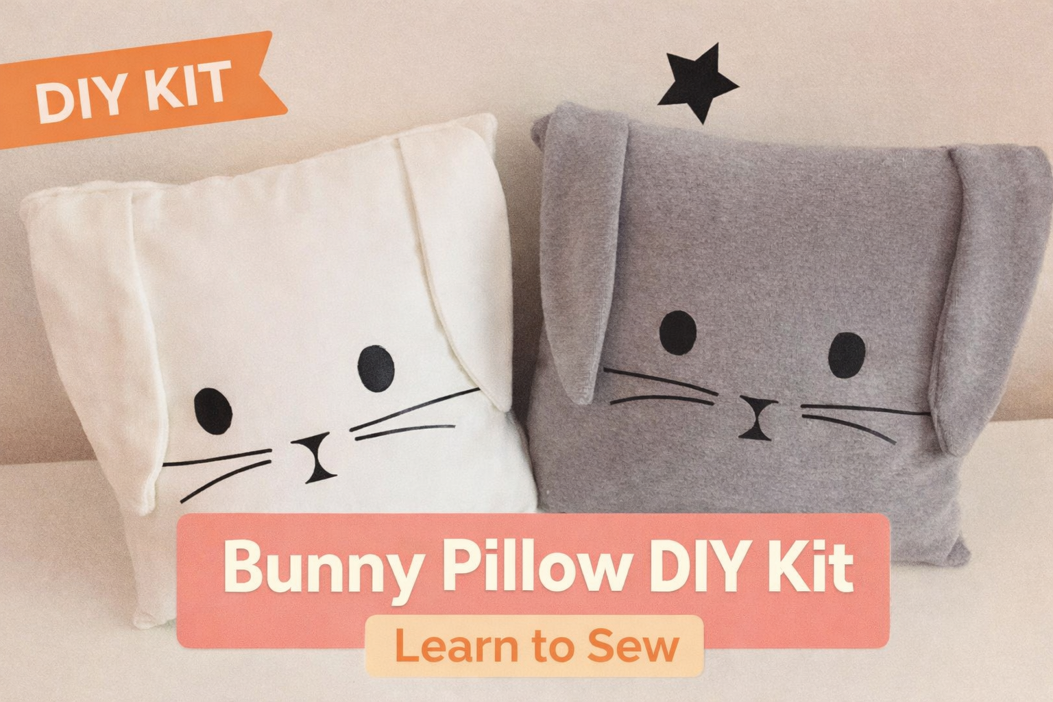 Bunny Pillow Sewing Kit – Beginner Friendly First Project