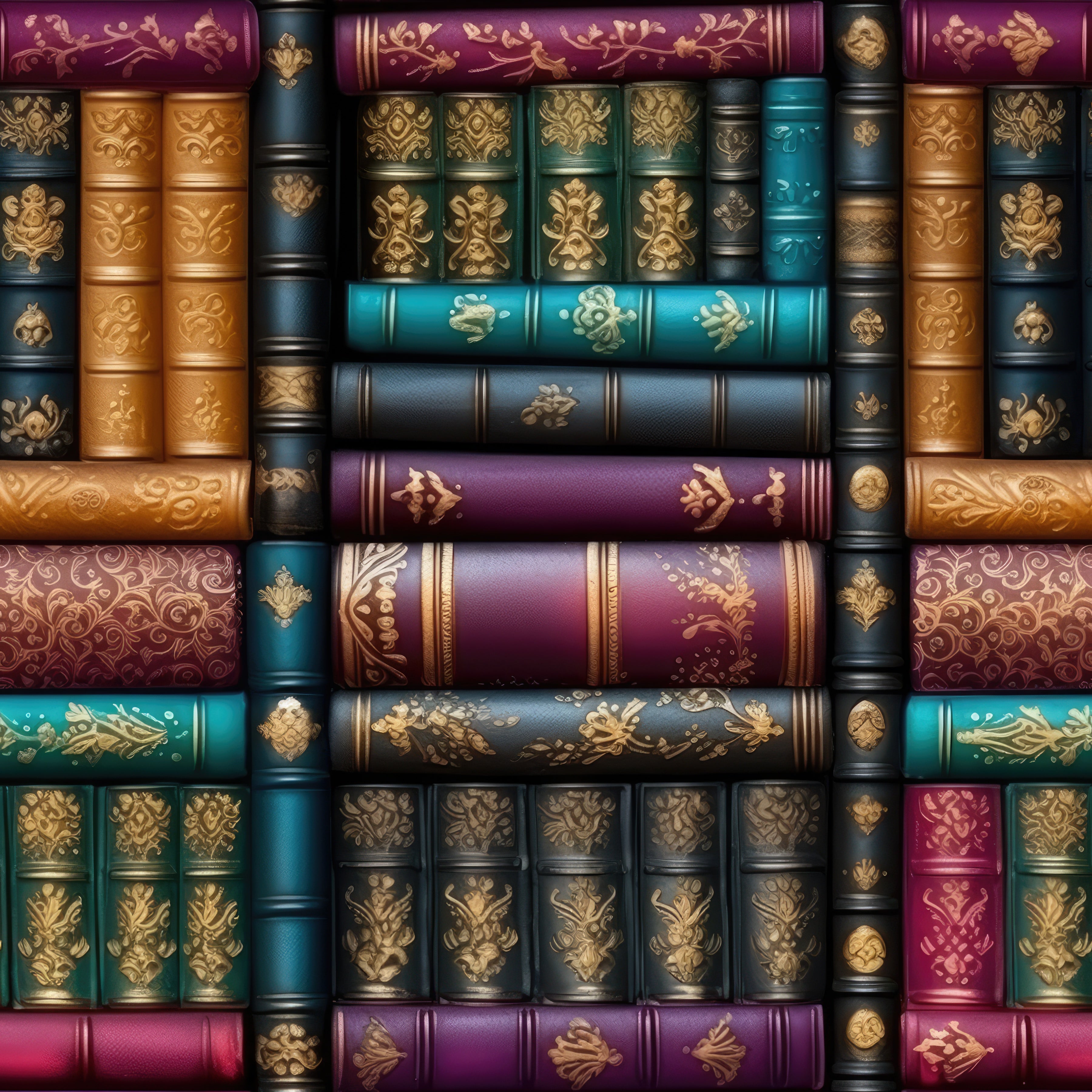 Fantasy Books Printed Fabric