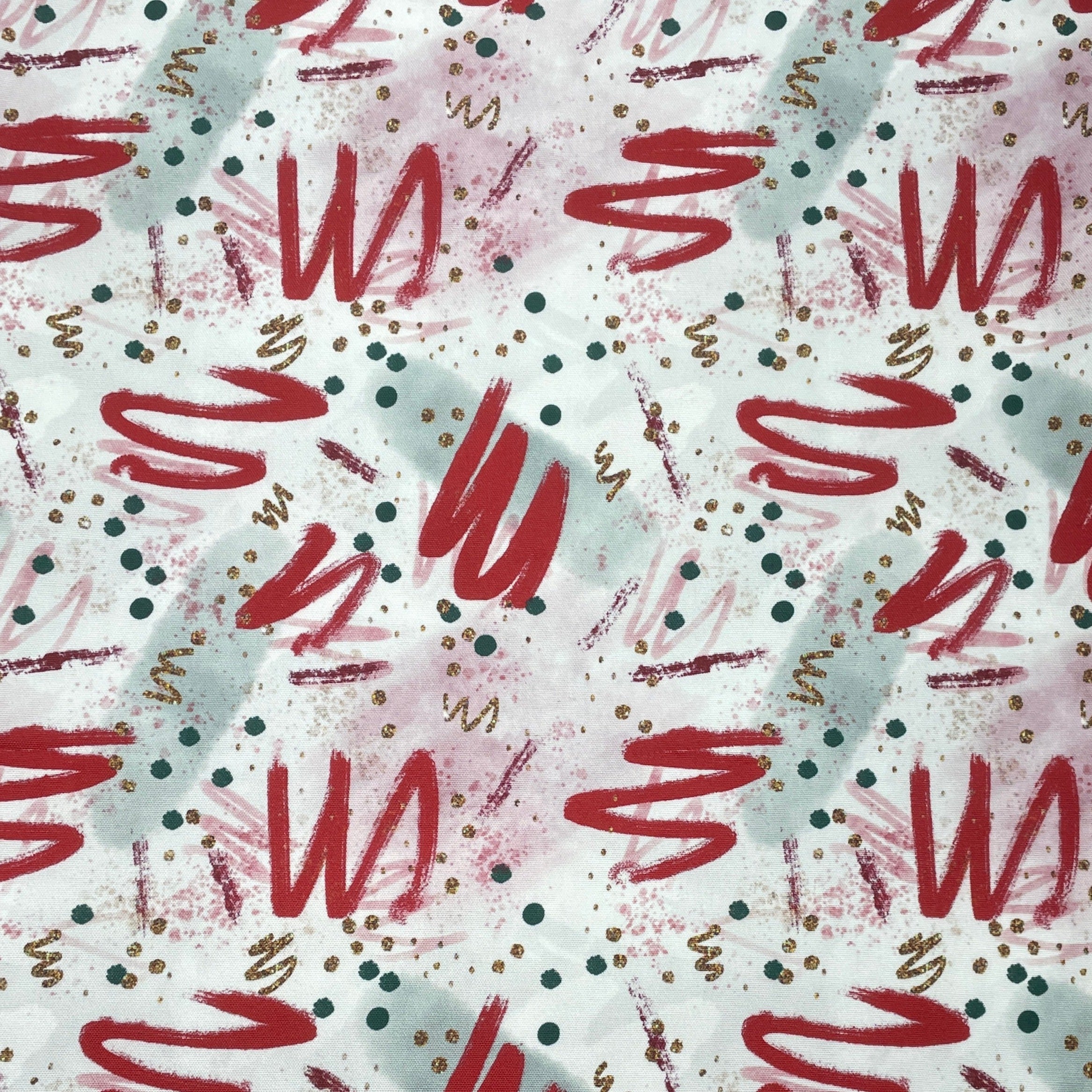 Joyful Red Printed Canvas Fabric