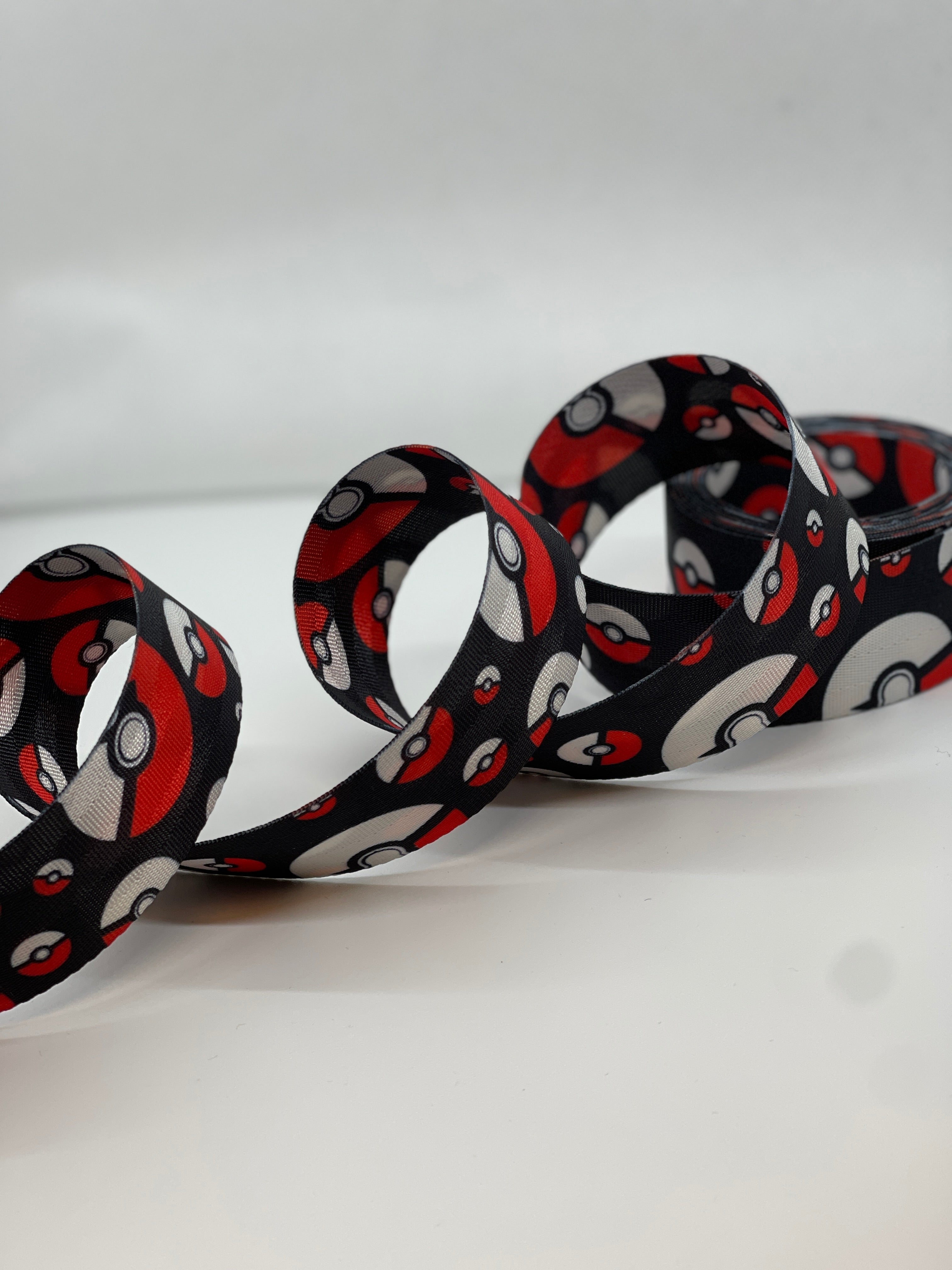 Pokeman Ball Webbing 1.5 inch (38mm) polyester webbing