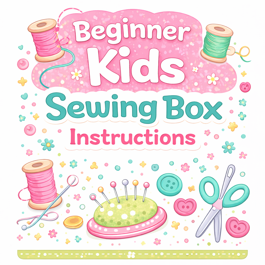 Beginner sewing box kit for kids with four complete projects and all materials included in kraft gift box packaging.