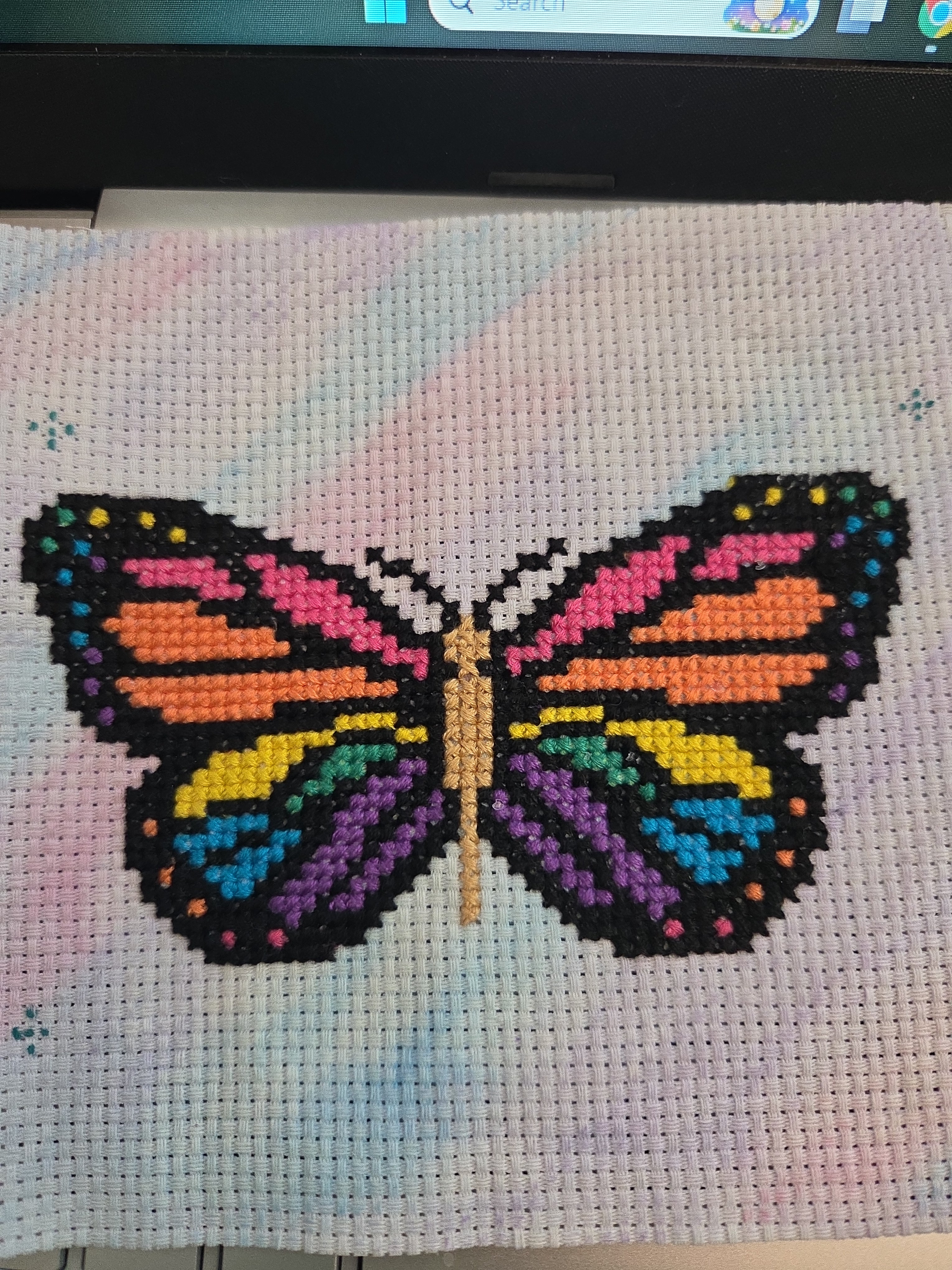 Rainbow Butterfly Learn to Cross Stitch Kit – Stamped Kit