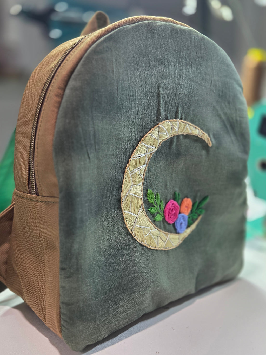 Present Moon hand embroider backpack