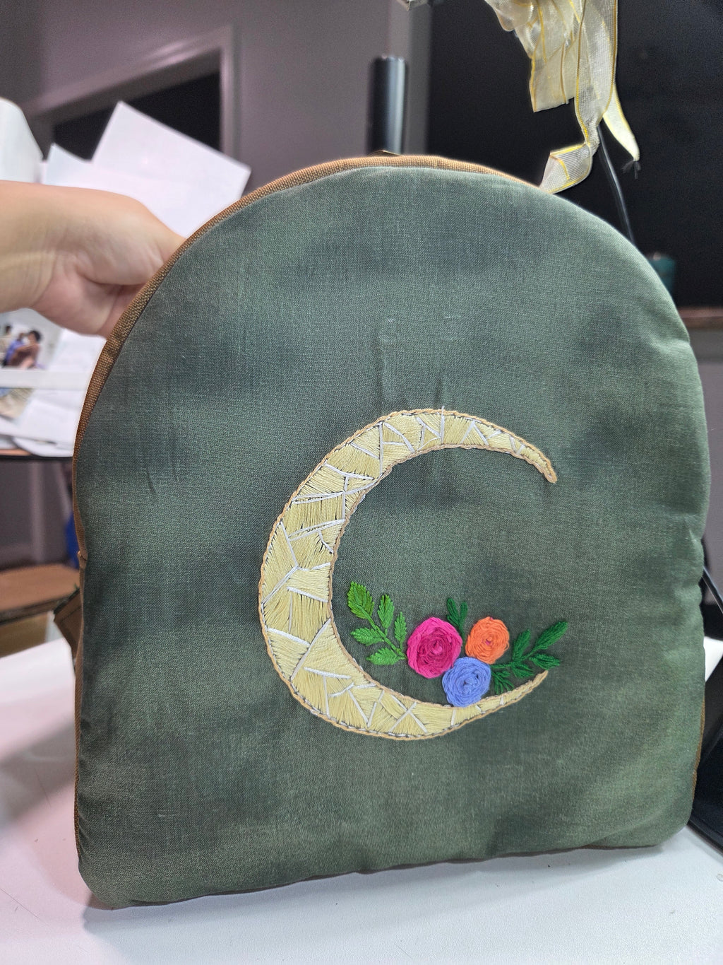 Present Moon hand embroider backpack