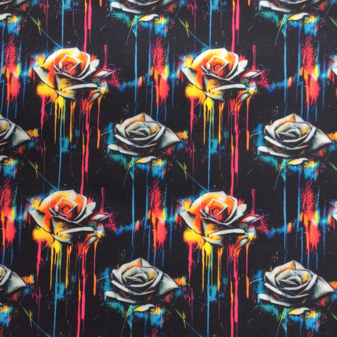 Graffiti Roses Printed Fabric
